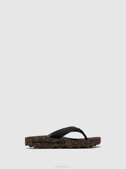 Asportuguesas ležérní pocit z žabek - F2X8173 Asportuguesas CZ černý gumový pásek muži žabky