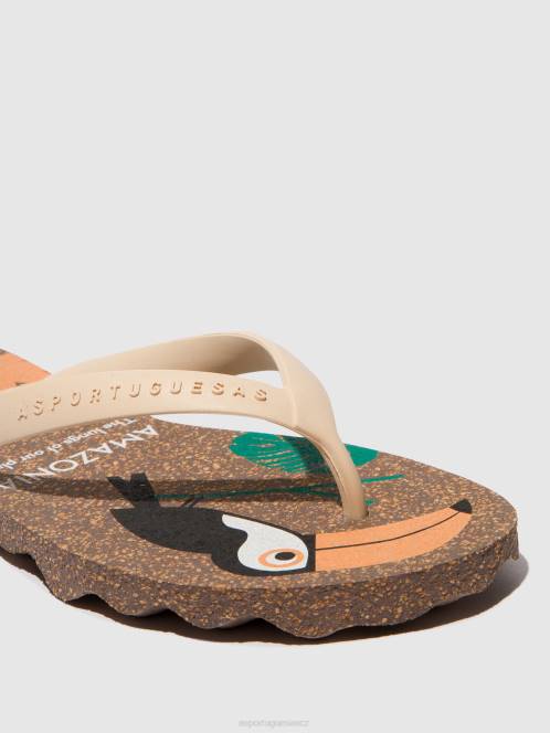 Asportuguesas plážové žabky amazonie - F2X8186 Asportuguesas CZ hnědý a krémový pásek muži žabky