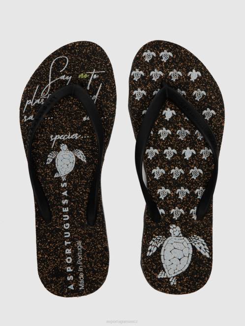 Asportuguesas plážové žabky želva - F2X8171 Asportuguesas CZ černý gumový pásek muži žabky