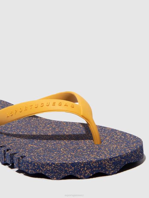 Asportuguesas plážové žabky hrbolaté - F2X8174 Asportuguesas CZ modrý a žlutý pásek muži žabky