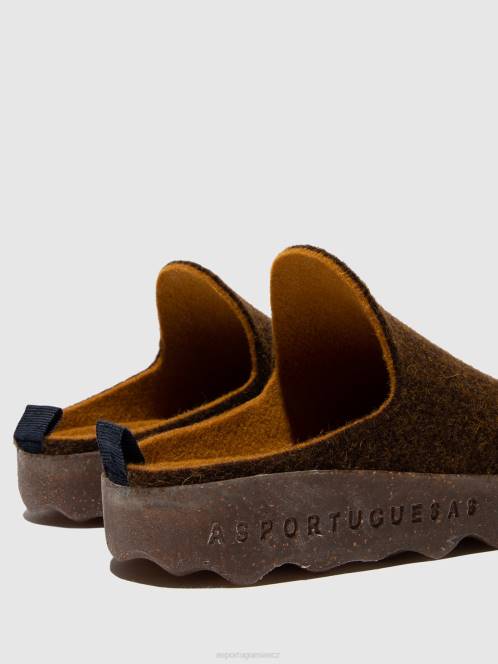 Asportuguesas přicházejí muly s kulatou nohou - F2X8127 Asportuguesas CZ karamel ženy muly