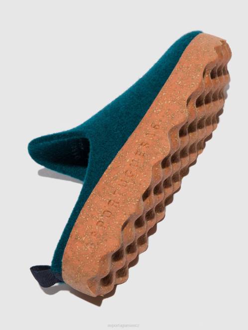 Asportuguesas přicházejí muly s kulatou nohou - F2X8132 Asportuguesas CZ paví modrá ženy muly