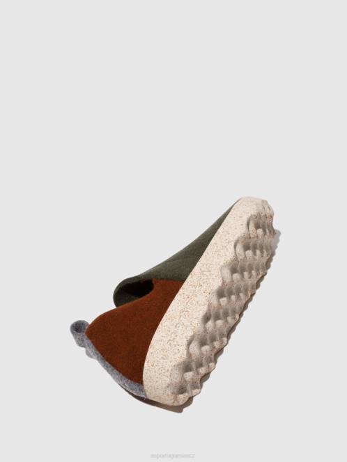 Asportuguesas boty s kulatou špičkou město - F2X896 Asportuguesas Shoes vojenská zelená/hnědá ženy obuv