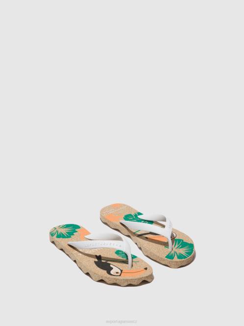 Asportuguesas plážové žabky amazonie - F2X85 Asportuguesas CZ přírodní a bílý pásek ženy žabky